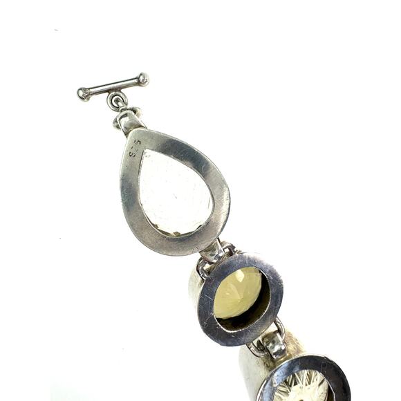 Carved Quartz Chunky Bracelet  Faceted Lemon Citrine Sterling Silver Bracelet - Picture 7 of 7